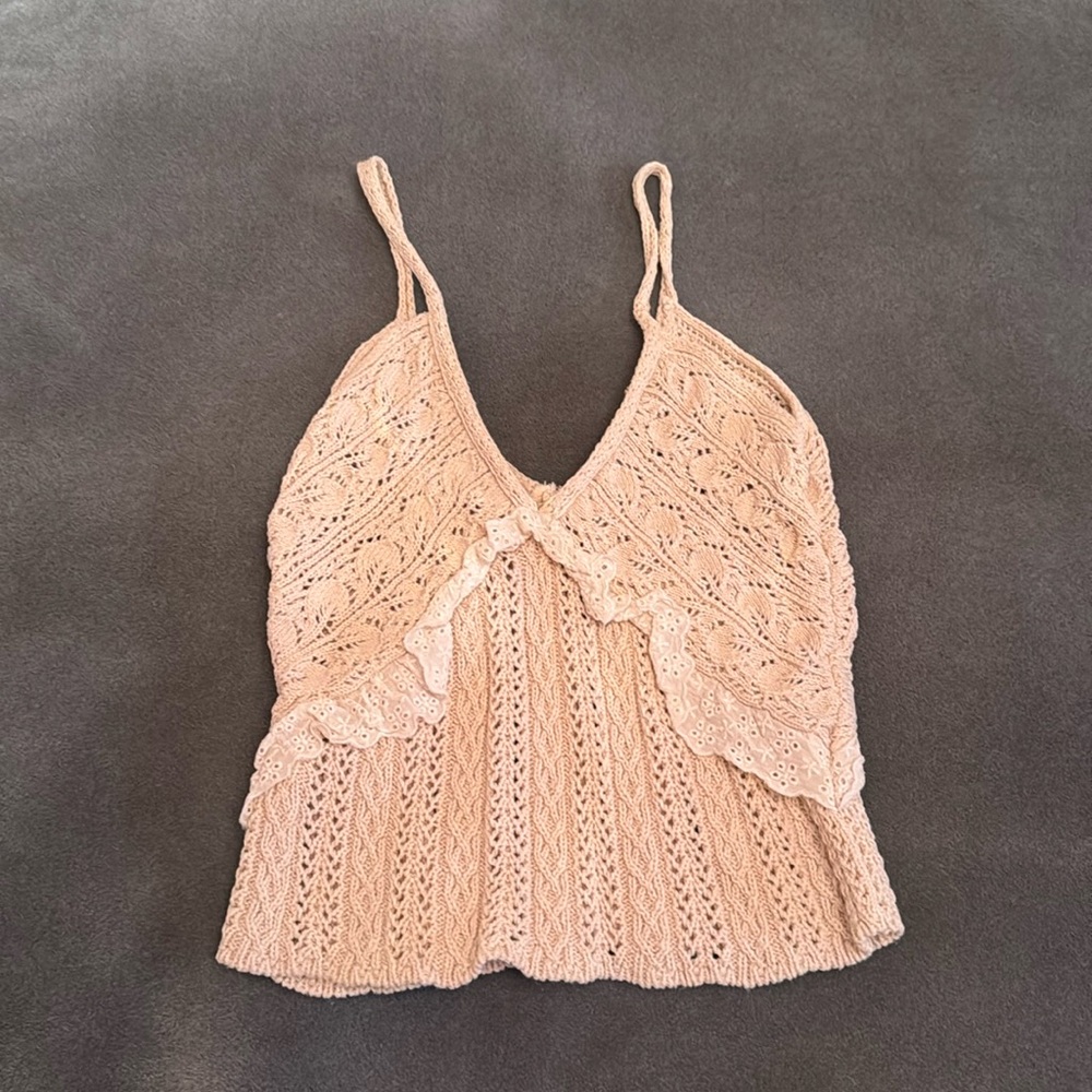 Zara tan Lace Tank Top